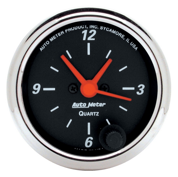 2-1/16" CLOCK, 12 HOUR, DESIGNER BLACK